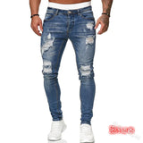 Joior Man Pants Retro Washing Zipper Stretch Jeans Casual Slim Fit Trousers Male Plus Size Pencil Pants Denim Skinny Jeans for Men