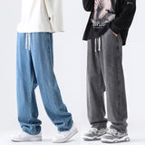 Joior M-5XL Teenage Jeans Appear Slim and Loose Fitting Casual and Versatile Sportswear Pants Straight Leg Trendy Jeans