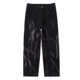 Joior Hip-hop Tie-dye Jeans Men Fashion Retro Casual Baggy Wide-leg Jeans Mens Streetwear Korean Loose Camo Straight Denim Pants Men