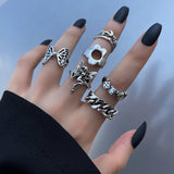 Joior Gothic Skeleton Unisex Ring Set Punk Grunge Butterfly Frog Woman Man Jewelry Hip Hop Party Street Ring Accessories New Gift