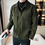 Winter Men Coats Woollen Cloth Thick Tooling Lapel Slim Jacket/ Mens High Quality Woolen Casual Warm Jacket Coats