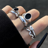 Joior Gothic Skeleton Unisex Ring Set Punk Grunge Butterfly Frog Woman Man Jewelry Hip Hop Party Street Ring Accessories New Gift