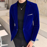 Joior Autumn Velvet Suit Jacket High Quality Long Sleeved Slim Fit Blazer Fashion Men Formal Business Club Dress Blazers Homme