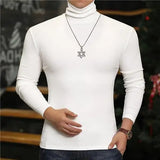 Joior Fashion Men's Turtleneck T-Shirts Casual Autumn Winter High Collar New Slim Long Sleeve Stretch Model Undershirt Plus Size Tees