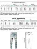 Joior Men's Jeans Solid Faded Ripped Frayed Denim Jeans Mid-waist Slim Fitted Pants Ankle-length Zipper Trousers with Pocket