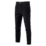 Joior Cotton Stretchy Blue Jeans Men Casual Solid Color Mid Waist Mens Denim Pants Autumn High Quality Zipper Jean for Men