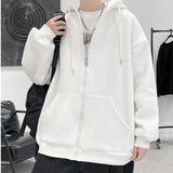 Joior Hoodies Men Autumn Fleece Casual Zip-up Hooded Fashion All-match Jogges Solid Outwear Korean Style Clothing M-4XL Oversize Male