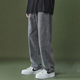 Joior Autumn New Korean Loose Wide Leg Straight Leg Trousers Student Fashion Casual Long Pants Grey Men's Jeans