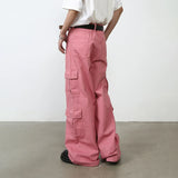 Joior Pink Cargo Jeans Pants Men Oversize Wide Leg Denim Trousers Male Loose Casual Japanese Streetwear Hip Hop Pocket