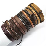 Joior 10 Pcs/set Black Wrap Woven New Fashion Handmade Men Bracelets Male Women Leather Bracelets Men Bangle Jewelry Gift