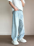 Joior Korean Fashion Men's Baggy Jeans Light Blue High Street Straight Wide Trousers Personalized Washed Y2k Pants Male