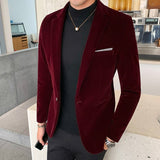 Joior Autumn Velvet Suit Jacket High Quality Long Sleeved Slim Fit Blazer Fashion Men Formal Business Club Dress Blazers Homme