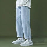 Korean Loose Wide Leg Straight Leg Trousers Student Fashion Casual Long Pants Grey Men's Jeans