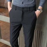 Joior Spring Summer New Fashion Striped Casual Pants Men's Casual Simple Ankle Length Formal Slim Suit Pants Business Office Trousers