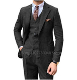 Joior 3 Piece Grey/Brown Mens Tweed Herringbone Wedding Suit Prom Tuxedos  Peak Lapel Tweed for Business Slim Fit (Blazer+Vest+Pants)