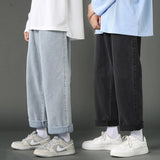 Joior New Street Casual Baggy Jeans Men's Korean Fashion Hip Hop Straight Wide Leg  Trousers Couple Denim Pants Black Light Blue