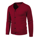 Joior Autumn Men's Knitted Cardigan Thin V-neck Basic Elastic Slim Fit Thin Sweater Solid Color Casual Versatile Coat