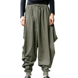 Joior Men Harem Baggy Pants Men Hakama Linen Casual Wide Leg Mens Pants Japanese Trousers Men Cross-pants Crotch Pants Pantalon