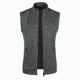 Autumn and Winter Men's Knitted Velvet Fashion Casual Top Zipper Vest Sleeveless High Neck Fleece Solid Color Men's Wear