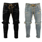 Joior New 2024 Ripped Hole Jeans for Men Hip Hop Cargo Pant Distressed Denim Jeans Skinny Men Clothing Full Length Slim Trousers Male