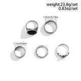 Joior 5 pcs/set Stainless Steel Skull Black Drip Oil Ring Set for Men Punk Gothic Silver Color Finger Ring Party Jewelry Gift