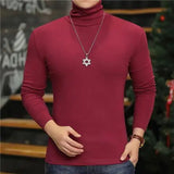 Joior Fashion Men's Turtleneck T-Shirts Casual Autumn Winter High Collar New Slim Long Sleeve Stretch Model Undershirt Plus Size Tees