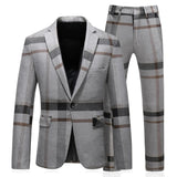 Joior Men Plaid 3 Piece Suit Set Blazer Vest Pants British Style Slim Double Breasted Wedding Dress Jacket Coat Trousers Waistcoat