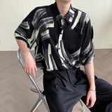 Summer Short Sleeved Shirt Men Fashion Printed Casual Shirt Men Streetwear Korean Loose Ice Silk Shirt Mens Hawaiian Shirts