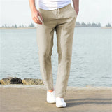 Joior Men's Cotton Linen Pants Male Autumn New Breathable Solid Color Linen Trousers Fitness Streetwear S-3XL