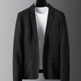 Joior Striped Pleated Men Blazer Pants Set Men Set Pleated Drawstring Loose Lapel Pockets Thin Formal Business Business Two-piece Suit