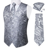 Joior Black Paisley Blue Suit Vest Neck Tie Set Pocket Square Cufflinks Men's Wedding Waistcoat Luxury Tuxedo Vests Men Gilet