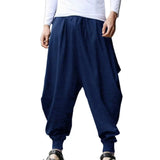 Joior Men Harem Baggy Pants Men Hakama Linen Casual Wide Leg Mens Pants Japanese Trousers Men Cross-pants Crotch Pants Pantalon