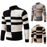 Joior winter fits men New Men's Black and White Striped Turtleneck Sweater Fashion Long Sleeve Knitted Sheep Wool Sweater