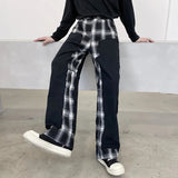 Joior 2024 Fashion Elegant Plaid Splicing Design Casual Pants Men's Trendy High Street Original Straight Tube Trousers