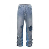 Joior Patchwork Washed Wide Denim Jeans Y2k Street Wear Splicing Patches Damaged Flare Pants Jeans for Men