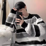 Joior Autumn Winter Striped Sweater Men Casual Knitted Pullover Korean Fashion Streetwear Men Clothing New Oversized Sweater Male