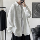 Joior Autumn Baroque Three-dimensional Twist Lapel Shirt Men's Streetwear Japanese College Growth Sleeve Shirt Jacket 4XL 5XL