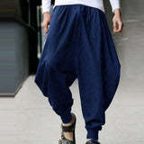 Joior Men Harem Baggy Pants Men Hakama Linen Casual Wide Leg Mens Pants Japanese Trousers Men Cross-pants Crotch Pants Pantalon