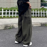 Joior Harajuku Vintage Wide leg jeans Pants Men Casual Joggers Harem Pants White Cargo Pants Skateboard Trousers Streetwear