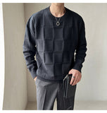 Joior Fashion Woven Checkered Knitted Sweater Social Club Outfits Herren Pullover Fall Winter Simple Home Pull Homme Sweater For Men