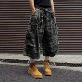 Camouflage Work Men Shorts 2024 Cargo Darkwear Pocket Design Casual New Fashion Male Wide Leg Trousers