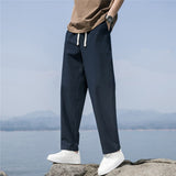 Joior Summer Men's Trousers Cotton Thin Soft Linen Fashion Casual Pants Solid Color Breathable Loose Straight Pants Streetwear