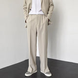 Joior Men Straight Casual Pants Summer New Korean Style Baggy Personality Slit Wide Leg Blazer Pants Trousers Male Streetwear