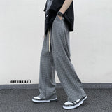 Joior Summer/Autumn Plaid Pants Men Loose Casual Straight Trousers for Male/Female Harajuku Hip-hop Streetwear Wide-leg Mopping Pants