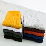 Joior Autumn Winter Pure Color Mens Socks Cotton Warm Black and White Happy Socks Male Gifts for Men EUR 39-44