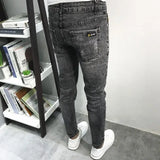 Joior Spring Autumn Kpop Fashion Men's Denim Jeans Casual Slim Long Pants Korean Solid Black Boyfriend Designer Luxury Jeans