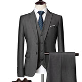 Joior (Jacket + Vest + Pants) Men's Suit Three-piece Suit, New Solid Color Slim-fit Boutique Business Fashion Men's Clothing Suit Set