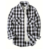 Joior Men's Shirts Button-Up Classic Plaid Smart Casual Flannel Shirt Long Sleeved Chest Two Pockets Design Spring Autumn Men Tops