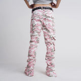 Joior Fashion Streetwear Pink Camouflage Cargo Pants Hip Hop Multi-pocket Zip Up Trousers Flared Men Y2k Slim Fit Casual Pants Baggy