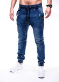 Joior High Quality Solid Pocket Jeans Mens Denim Cotton Pants Causal Vintage Cargo Pants Drawstring Stretchy Pencil Jeans Male